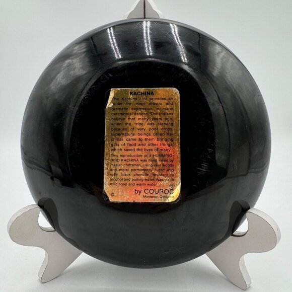 Couroc Hummingbird Kachina Bowl Inlaid Wood and Brass Monterey CA Vintage MCM - Picture 2 of 6